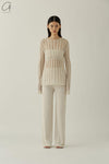 SWAYING/KNIT beaded decorative hollow top SW23SS1T61 off-white PS85